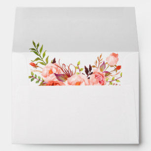 Elegant Watercolor Coral Floral Invitation Envelope