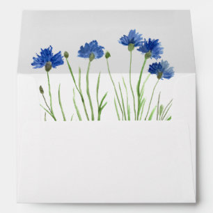 Elegant Watercolor Cornflowers Wildflowers Floral Envelope