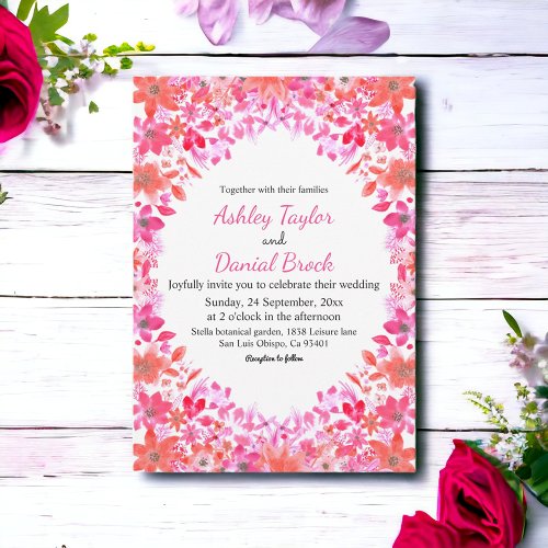 Elegant Watercolor Country Summer Floral Wedding Invitation