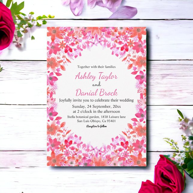 Elegant Watercolor Country Summer Floral Wedding Invitation (Creator Uploaded)