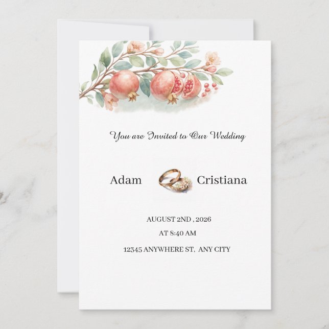 Elegant Watercolor Couple Wedding Invitation (Front)