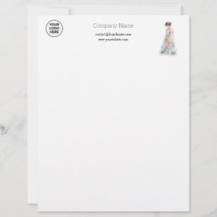 Elegant Watercolor Couture Bridal Fashion Designer Letterhead