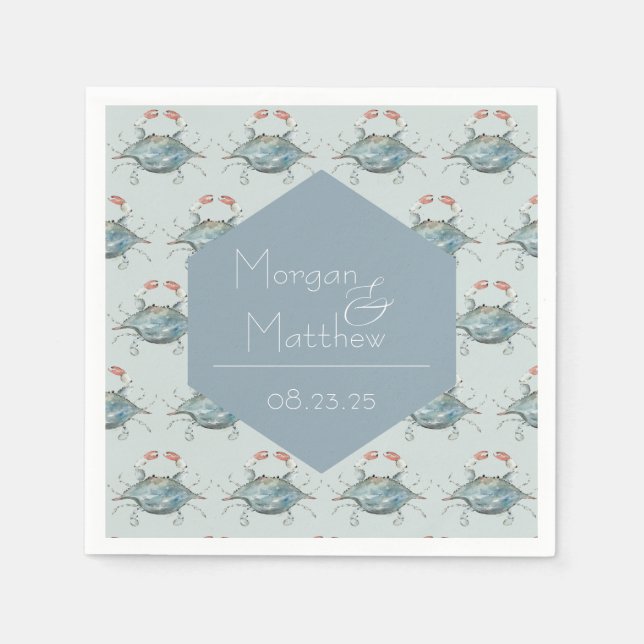 Elegant Watercolor Crab Paper Napkin (Front)