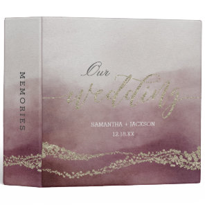 Elegant Watercolor Cranberry Wedding Photo Album 3 Ring Binder