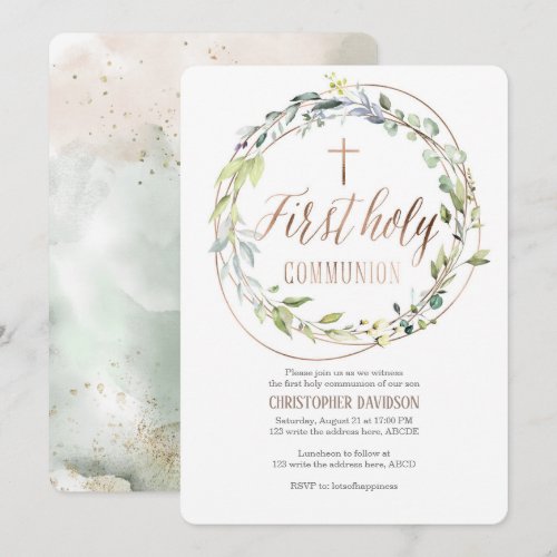 Elegant, Watercolor, Cross, First communion