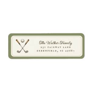 Elegant Watercolor Crossed Golf Clubs Script Label