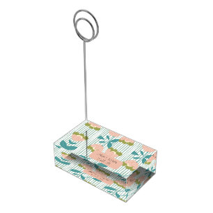 Elegant watercolor Cute floral blue pink Weddings Place Card Holder