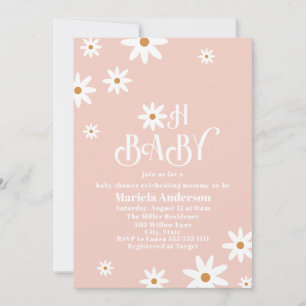 Elegant Watercolor Daisy Baby in Bloom Baby Showe Invitation
