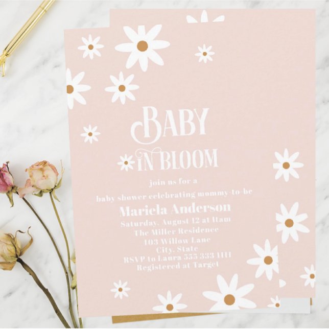Elegant Watercolor Daisy Baby in Bloom  Baby Showe Invitation (Creator Uploaded)
