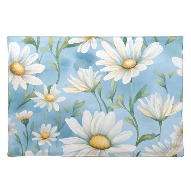 Elegant Watercolor Daisy Cloth Placemat (Front)