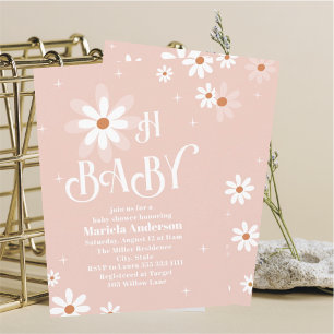 Elegant Watercolor Daisy Oh Baby Baby Shower Invitation