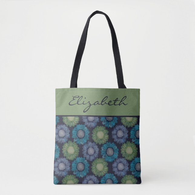 Elegant watercolor daisy pattern tote bag (Front)