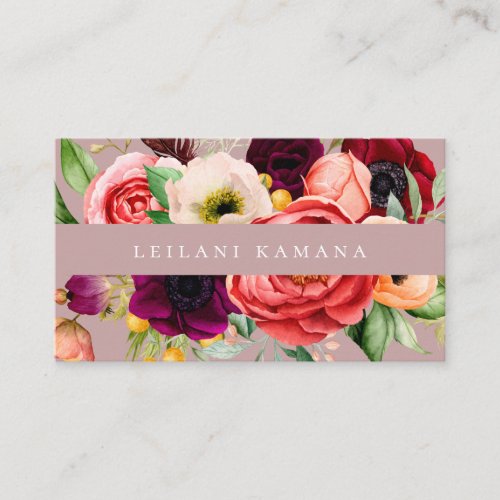 Elegant Watercolor Dark Floral Business Card