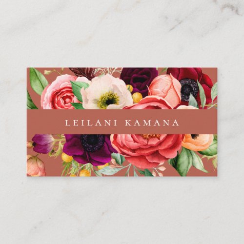 Elegant Watercolor Dark Floral Business Card