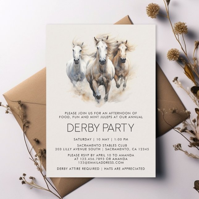 Elegant Watercolor Derby Party Horse Racing Invitation (Creator Uploaded)