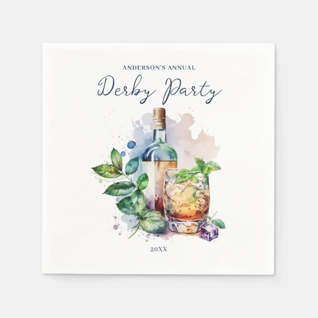 Elegant Watercolor Derby Party  Napkins (Front)