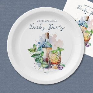 Elegant Watercolor Derby Party Paper Plate