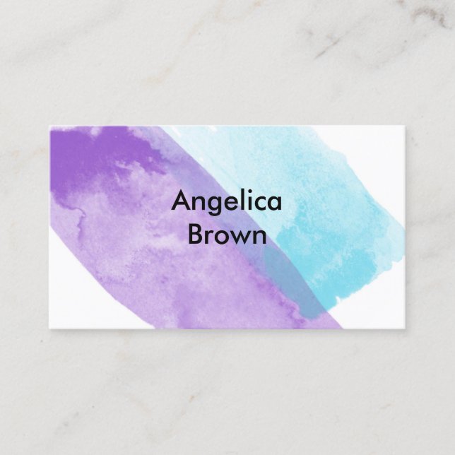  elegant watercolor design blue and yellow  busine business card (Front)