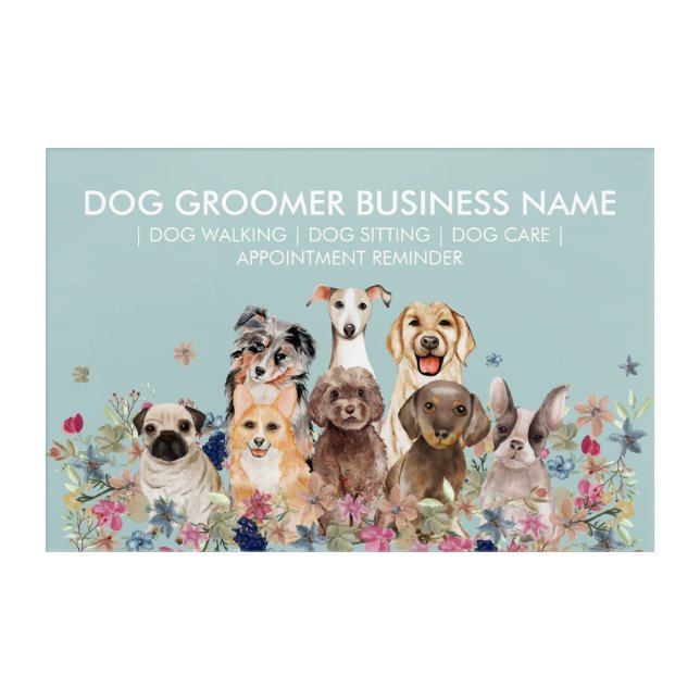 Elegant Watercolor Dog Greenery Acrylic Print (Front)