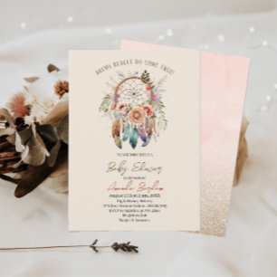 Elegant watercolor dream catcher and flowers invitation