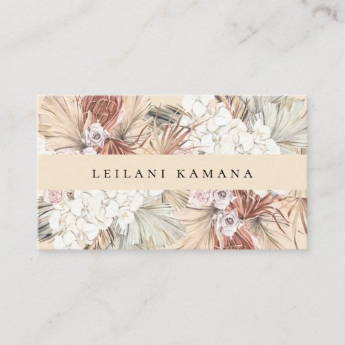 Elegant Watercolor Dried Boho Champagne Business Card