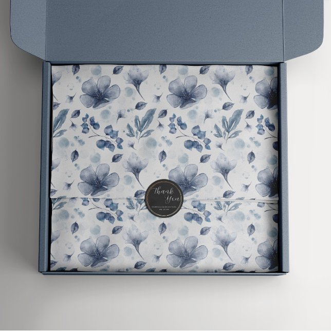 Elegant Watercolor Dusty Blue Floral  Pattern Tissue Paper (Creator Uploaded)