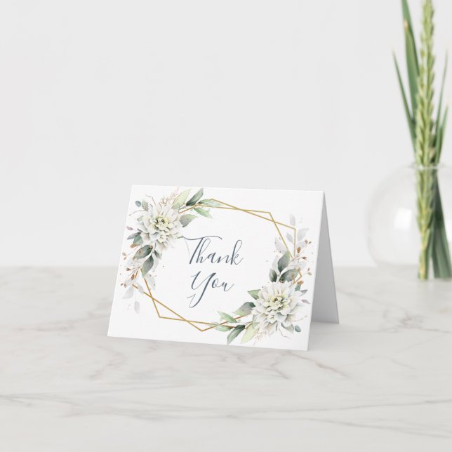 Elegant Watercolor Dusty Blue Foliage Thank You (Front)