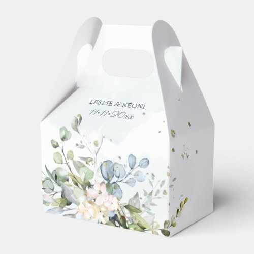 Elegant Watercolor Dusty Blue Gum Eucalyptus Favor Boxes