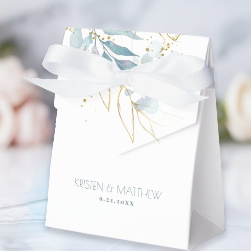 Elegant Watercolor Dusty Blue Wedding Favor Boxes