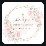 Elegant Watercolor Dusty Blush Pink Thank You Square Sticker<br><div class="desc">PixDezines Elegant Watercolor Blush Pink roses for any event. DIY background,  all elements editable.  Copyright © 2017-2020 PixDezines ™. All rights reserved.</div>