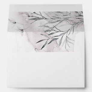 Elegant watercolor dusty purple floral wedding envelope