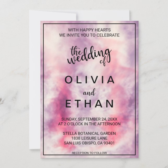 Elegant Watercolor Dusty Rose Abstract Wedding Invitation (Front)