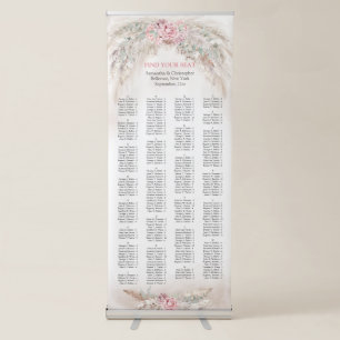 Elegant watercolor dusty rose pampas sage seating retractable banner