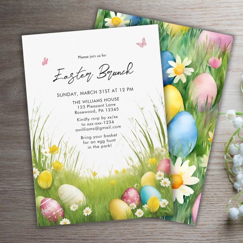 Elegant Watercolor Easter Brunch Invitation