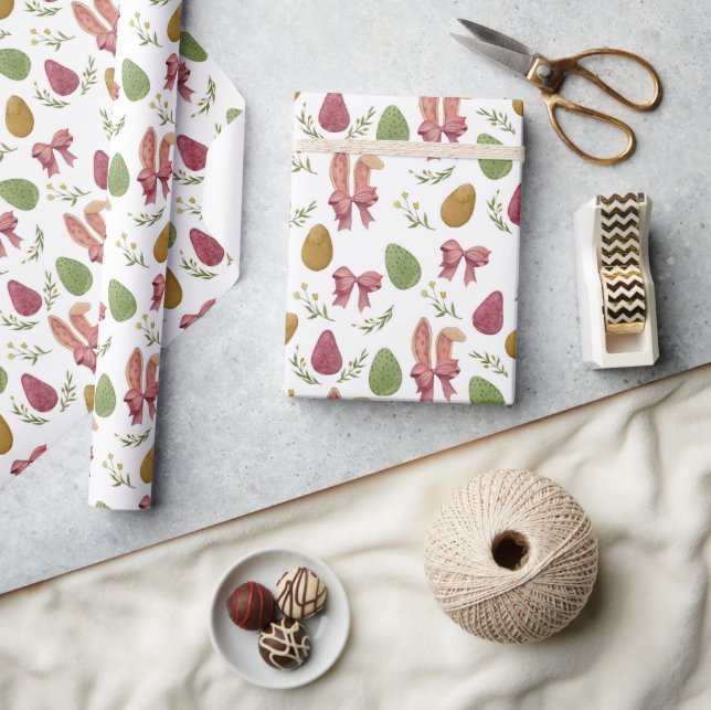 Elegant Watercolor Easter Bunny Wrapping Pape Wrapping Paper (Crafts)