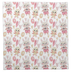 Elegant Watercolor Easter Pattern Cloth Napkin