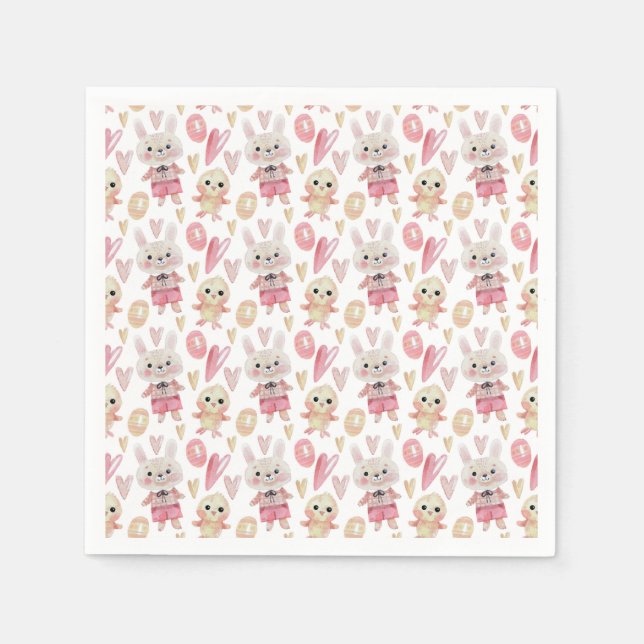 Elegant Watercolor Easter Pattern | Paper Napkin (Front)