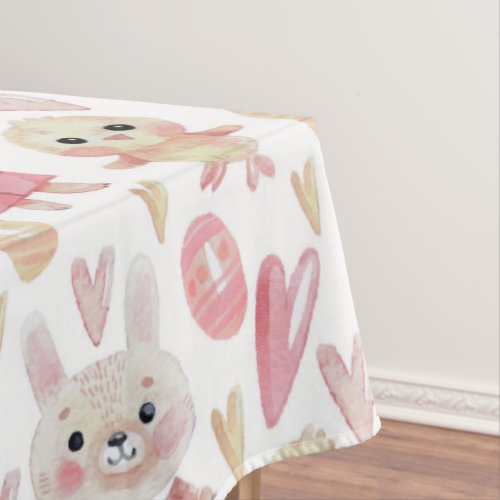 Elegant Watercolor Easter Pattern  Tablecloth