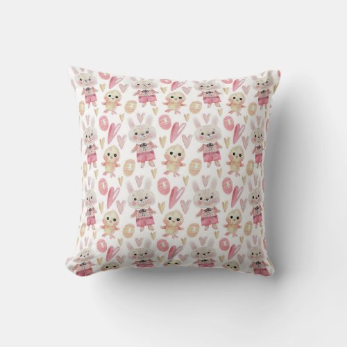 Elegant Watercolor Easter Pattern  Throw Pillow