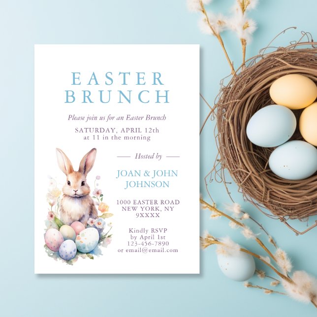 Elegant Watercolor Eggs Floral Easter BRUNCH Card (Elegant Watercolor Eggs Floral Easter BRUNCH Card)
