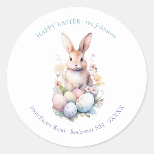 Elegant Watercolor Eggs Floral Easter BRUNCH Classic Round Sticker