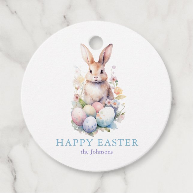 Elegant Watercolor Eggs Floral Easter BRUNCH Favor Tags (Front)