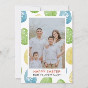 Elegant Watercolor Eggs Pattern Happy Easter Photo Holiday Card