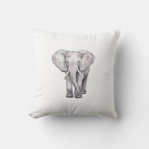 Elegant Watercolor Elephant Illustration  Throw Pillow
