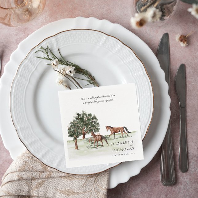 Elegant Watercolor Equestrian Wedding Napkins (Creator Uploaded)
