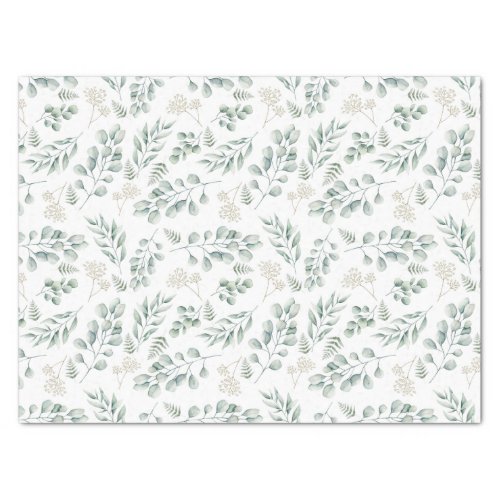 Elegant Watercolor Eucalyptus and Ferns Pattern Tissue Paper