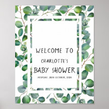 Elegant Watercolor Eucalyptus Baby Shower Welcome