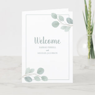 Elegant Watercolor Eucalyptus Branch Wedding Program