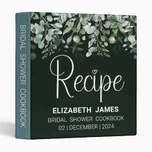Elegant Watercolor Eucalyptus Bridal Shower 3 Ring Binder