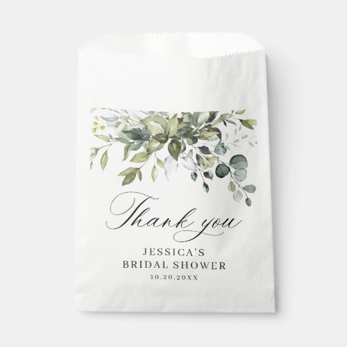 Elegant Watercolor Eucalyptus Bridal Shower Favor Bag